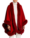 Sofia Cashmere Fox Fur-trimmed Cashmere U-cape In Red