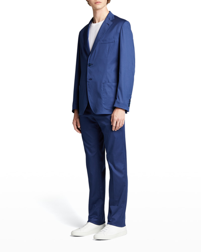 Brioni Men's Sea Island Cotton Pants In Sapphire