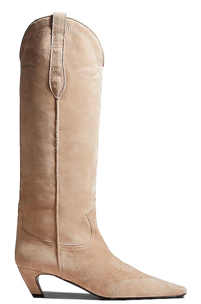 Khaite Dallas Suede Leather Knee High Boot Coco In Neutral | ModeSens