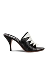 Alaïa 90mm Calf Leather Stitched Bicolor Mule Sandals In Noir & Blanc