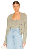 Vince Crochet Wool And Cashmere Cardigan In Sage