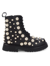 MOSCHINO COUTURE ! WOMEN'S FAUX PEARL LEATHER BOOTS