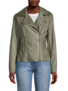 Max Studio Classic Faux Leather Jacket In Moss