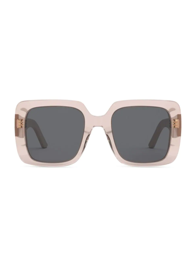 Dior Wil S3u Pink Oversized Square Sunglasses In Transparent Beige/gray