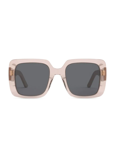 Dior Wil S3u Pink Oversized Square Sunglasses In Shiny Pink/smoke