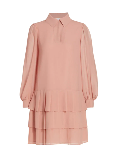 See By Chloé Tiered Georgette Sheath Dress In Muted Clay