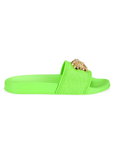 Versace La Medusa Pool Slides In Neon Green