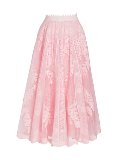 Giambattista Valli Women's Macrame Midi-skirt In Pink