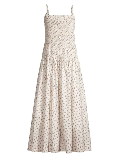 Rebecca Taylor Floral Smocked Bodice Cotton Sundress In Suzanne Fleur Snow