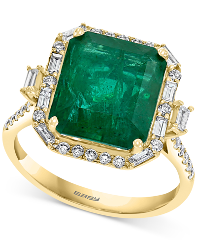 Effy Collection Effy Emerald (5-1/2 Ct. T.w.) & Diamond (1/2 Ct. T.w.) Statement Ring In 14k Gold Or 14k White Gold In Emerald,gold