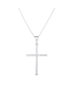 Macy's Cubic Zirconia Sleek Cross Pendant In Silver Plate Or Rose Gold In Silver