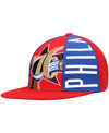 MITCHELL & NESS MEN'S RED PHILADELPHIA 76ERS HARDWOOD CLASSICS BIG FACE CALLOUT SNAPBACK HAT