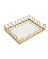 CLASSIC TOUCH 13.5" OBLONG MIRROR TRAY WITH CIRCULAR DESIGN