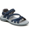 Dr. Scholl's Adelle Womens Leather Velcro Flat Sandals In Navy Suede