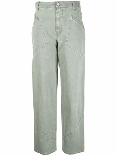 Alberta Ferretti High-waisted Wide-leg Trousers In Grün