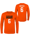 OUTERSTUFF BIG BOYS BAKER MAYFIELD ORANGE CLEVELAND BROWNS MAINLINER PLAYER NAME AND NUMBER LONG SLEEVE T-SHIRT