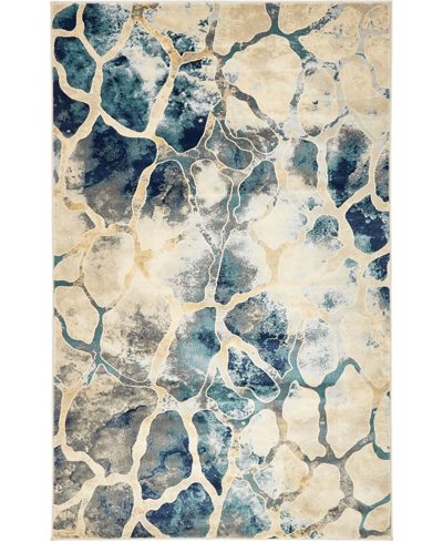 Bayshore Home Marblesea Mrb2 5' X 8' Area Rug In Navy Blue