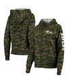 New Era Women's  Camo Baltimore Ravens Raglan Full-zip Hoodie In Green