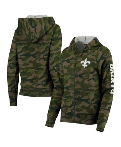 New Era Camo Green Bay Packers Raglan Full-zip Hoodie