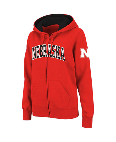 Colosseum Women's Stadium Athletic Scarlet Nebraska Huskers Arched Name Full-zip Hoodie