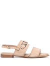 Ferragamo Double-strap Slingback Sandals In Neutrals