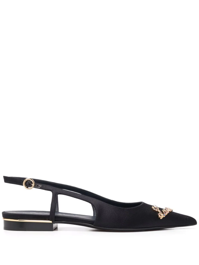 Lanvin Gem-embellished Plaque Ballerina Shoes In Black