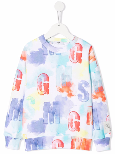 Msgm Kids' White Sweatshirt For Boy With Spots