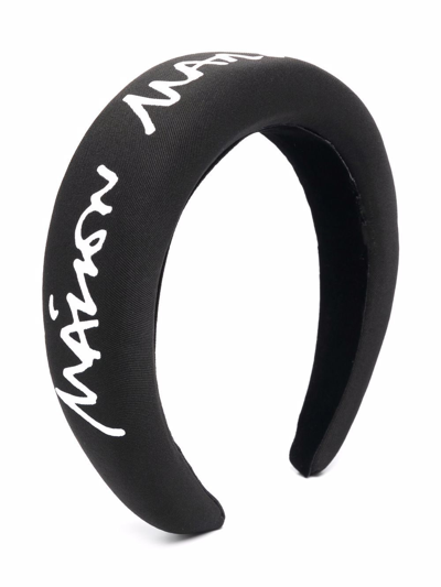 Mm6 Maison Margiela Kids' Logo-print Padded Headband In Black