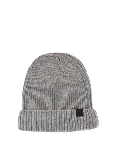 Tom Ford Logo-appliquéd Ribbed Cashmere Beanie In Grey