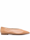 Aeyde Gina Square-toe Ballerina Shoes In Braun