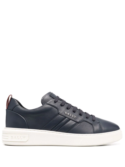 Bally Logo-plaque Low Top Trainers In Blue