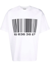Vtmnts Big Barcode Cotton T-shirt In Weiss