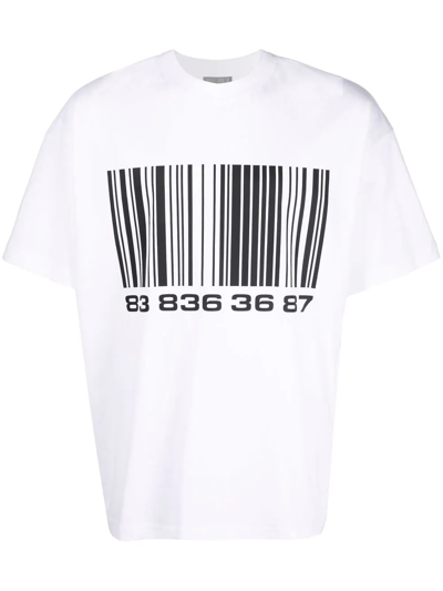 Vtmnts Big Barcode Cotton T-shirt In White