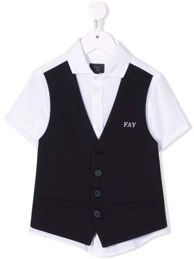 Fay Kids' Embroidered-logo Short-sleeved Shirt In White
