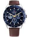 Tommy Hilfiger Men's Multifunction Brown Leather Watch 43mm In Brown