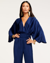 Ramy Brook Cheri Long Sleeve Satin Jumpsuit In Spring Navy