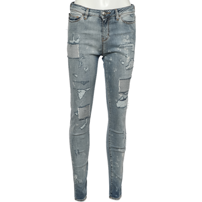Pre-owned Love Moschino Blue Denim Distressed Jeans M