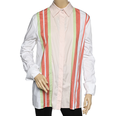 Pre-owned Peter Pilotto Multicolor Striped Cotton Cutout Sleeve Detail Shirt S