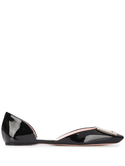 Roger Vivier Trompette D'orsay Leather Ballet Flats In Black