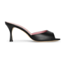 MANOLO BLAHNIK LADIES BLACK / PINK JADA OPEN TOE MULES