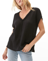 Michael Stars Draya V-neck Gauze Tee In Black