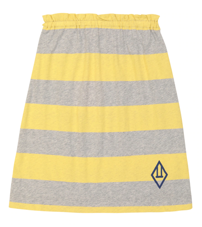 The Animals Observatory Kids' Striped Cotton Skirt In Yellow + Grey