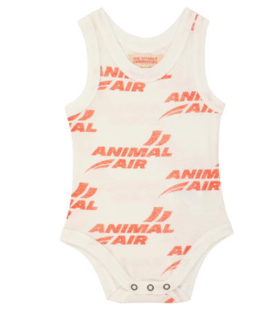 The Animals Observatory Baby Printed Cotton Bodysuit In White