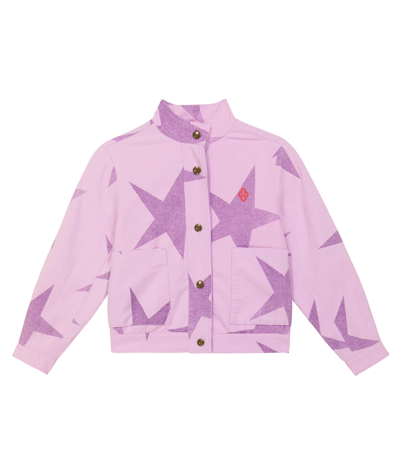 The Animals Observatory Kids' Star Print Cotton & Linen Jacket In Light Purple