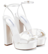 AQUAZZURA OLIE 140 SATIN PLATFORM SANDALS