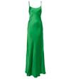 Victoria Beckham Satin Open-back Maxi Slip Dress In Green