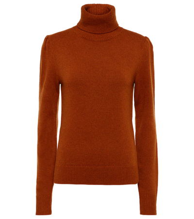 Chloé Turtleneck Cashmere-wool Sweater In Cognac Brown