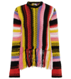 Chloé Fringed Bottom Crochet Sweater With Multicolor Motif In Multicoloured