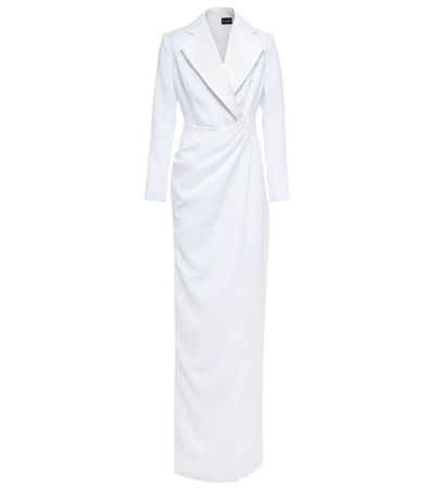 Rasario Satin-paneled Crêpe Gown In White