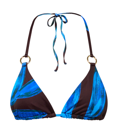 Louisa Ballou Mini Ring Bikini Top In Blue Orchid